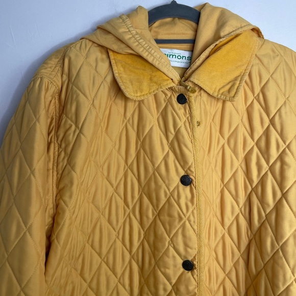 VINTAGE Simons quilted corduroy collar yellow jacket - Picture 2 of 13